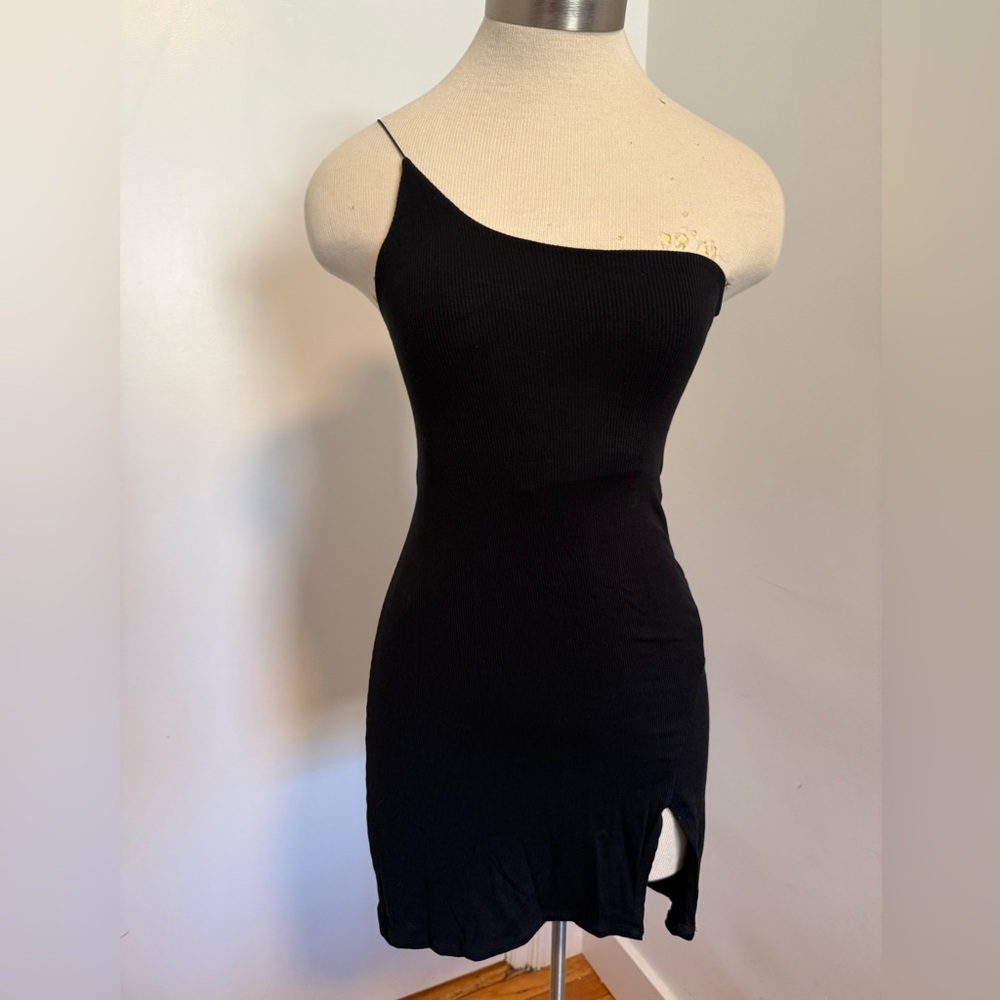 NWT Joah Brown Black One-Shoulder Bodycon Mini Dress Size xs/s